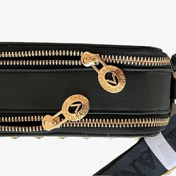 Valentino Orlandi Studded Crossbody Camera Bag, Black w/Gold-Toned Hardware. - Picture 5 of 9